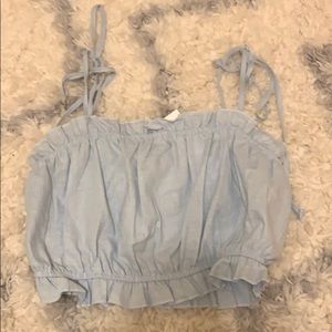 light blue crop top